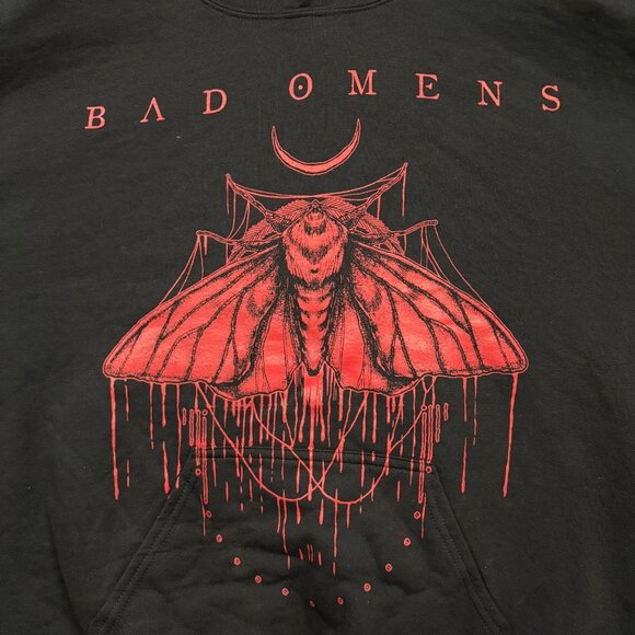 Bad Omens Night Moth Heavy Metal Band Oversized Hoodie Size Small - Picture 2 of 5